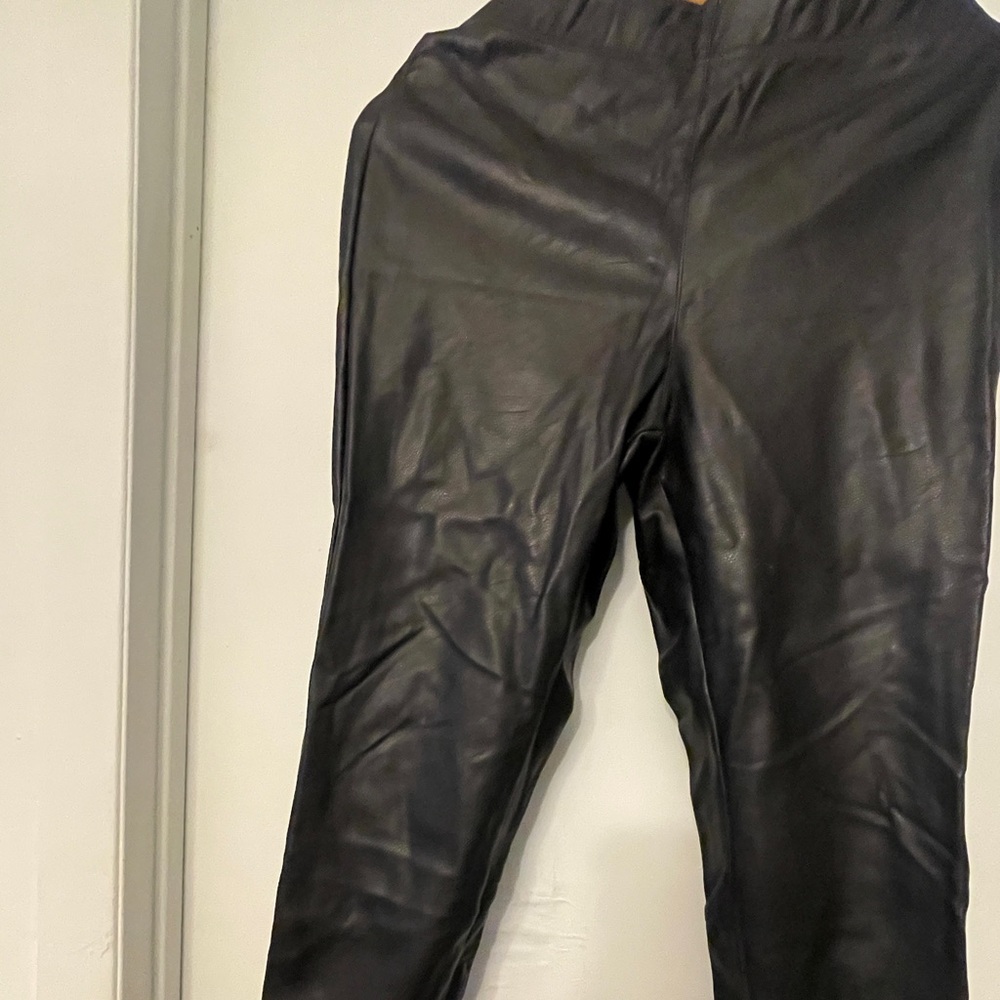 H&M Black Faux Leather Trousers